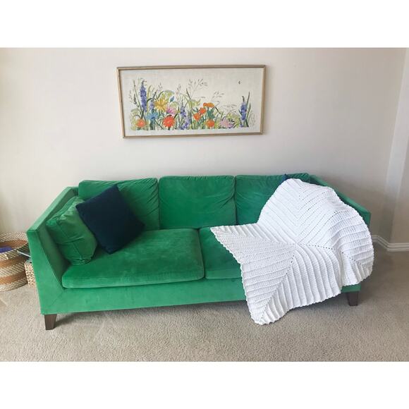 vintage 70s Cream 3d CROCHET hand knit FRINGE AFGHAN handmade square striped - Picture 6 of 7